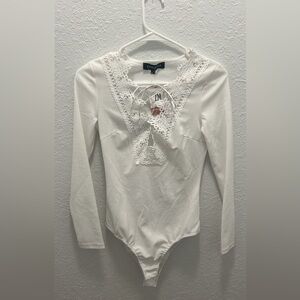 White tie up bodysuit